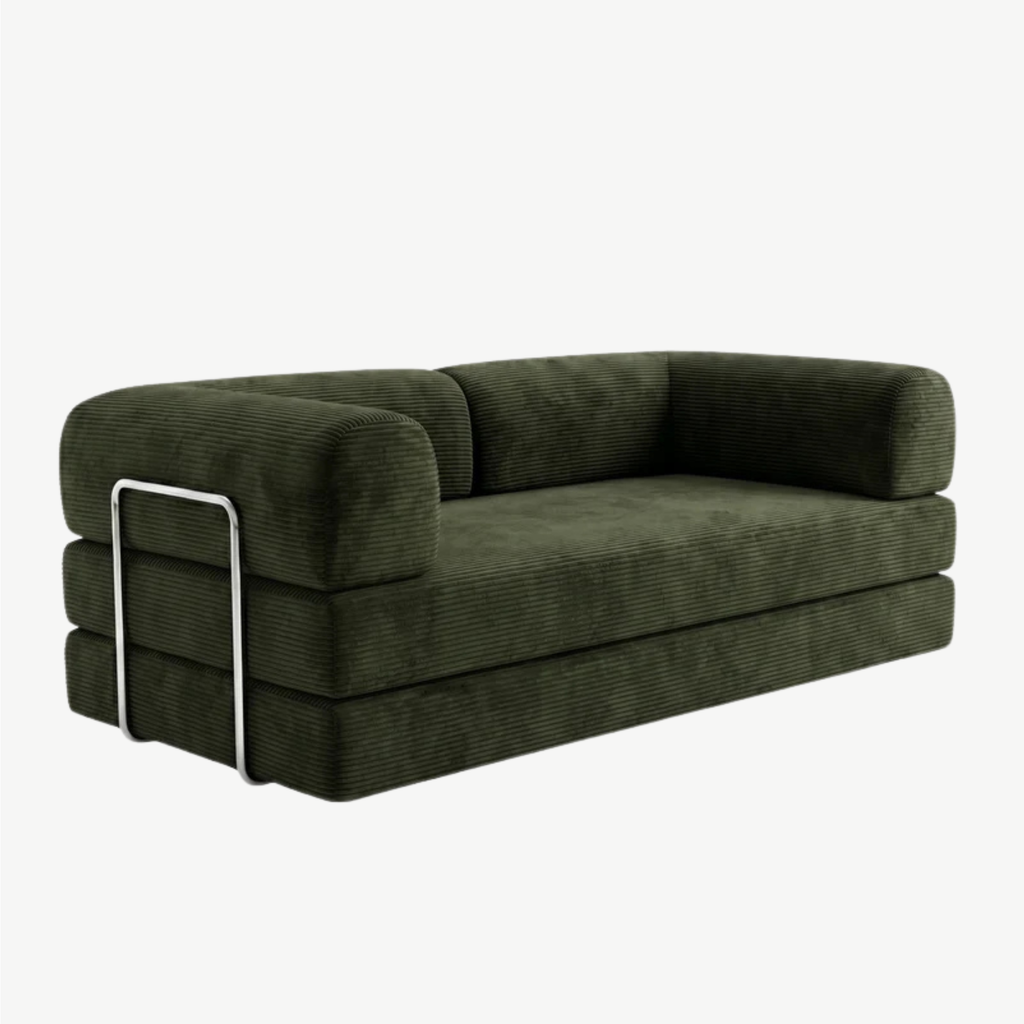 SORA 3-seater sofa bed in Olive corduroy