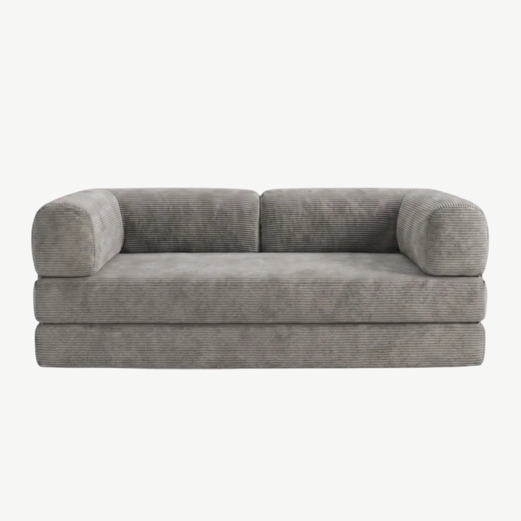SORA 3-seater sofa bed in Dove corduroy – studio view