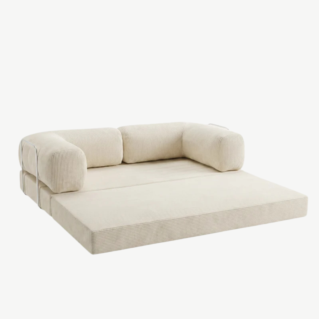 SORA 3-seater sofa bed in Ecru corduroy – alternative view