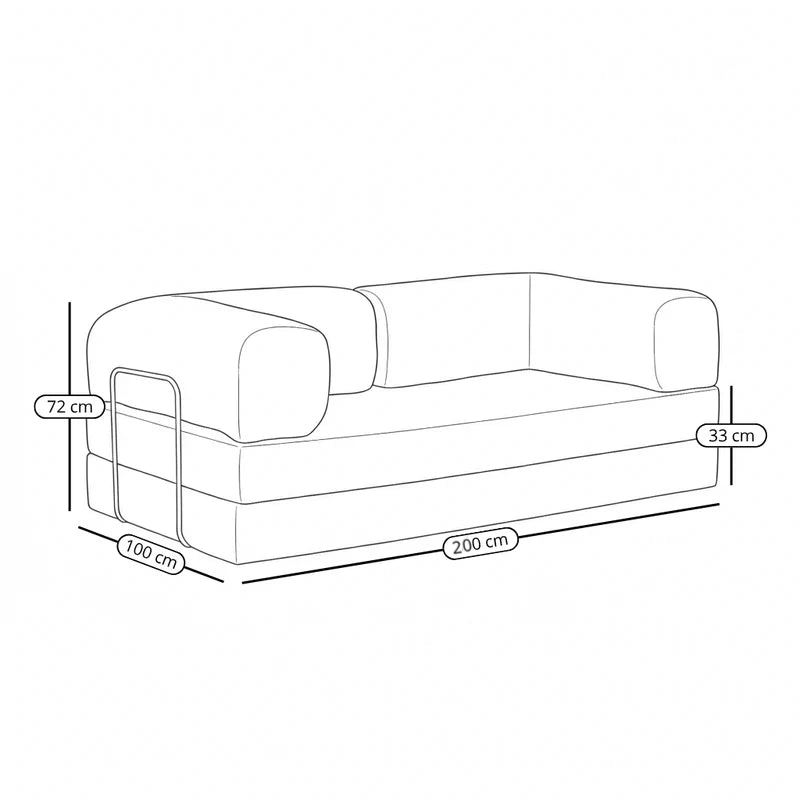 SORA 3-seater sofa bed in Midnight corduroy – dimensions