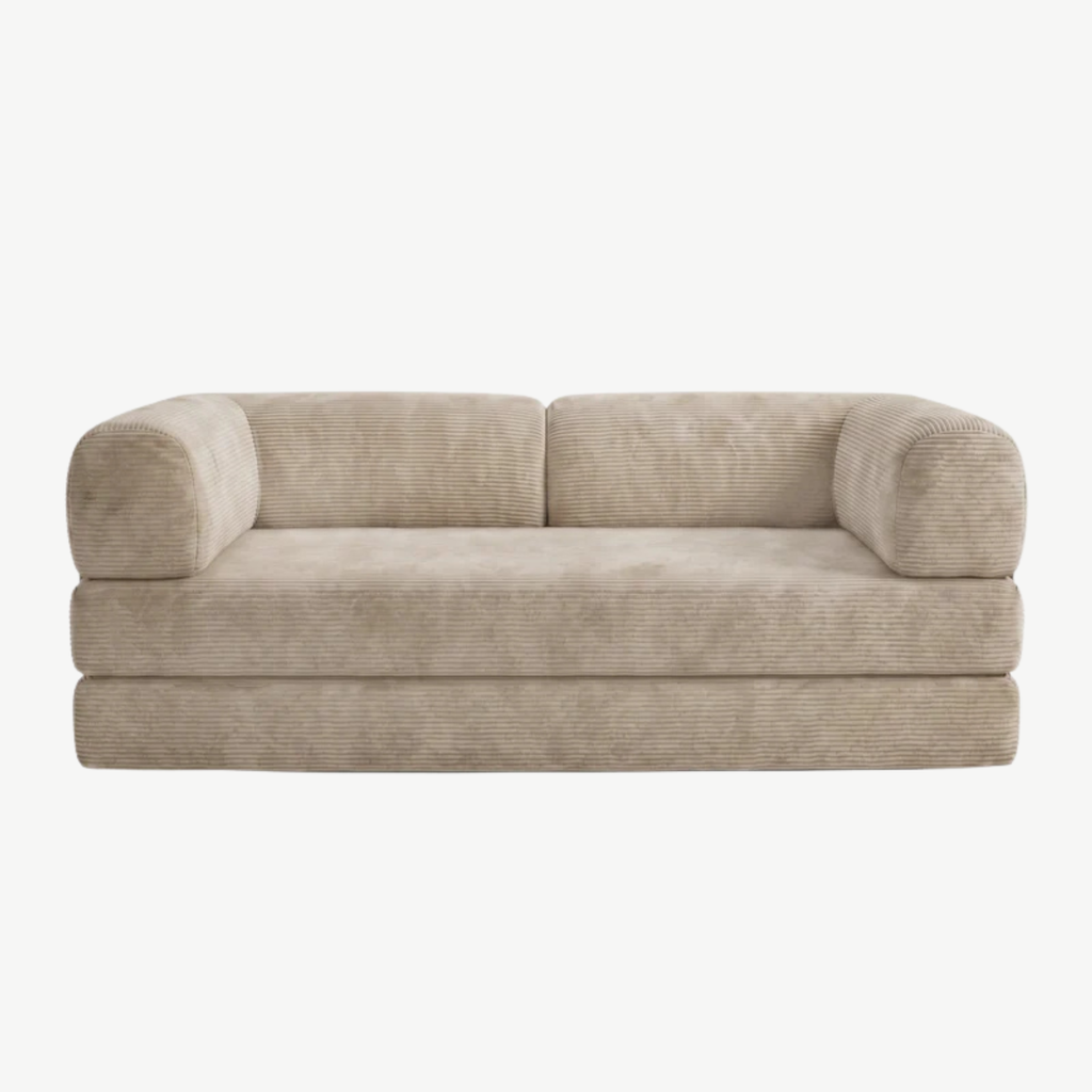 SORA 3-seater sofa bed in Sand corduroy – studio view
