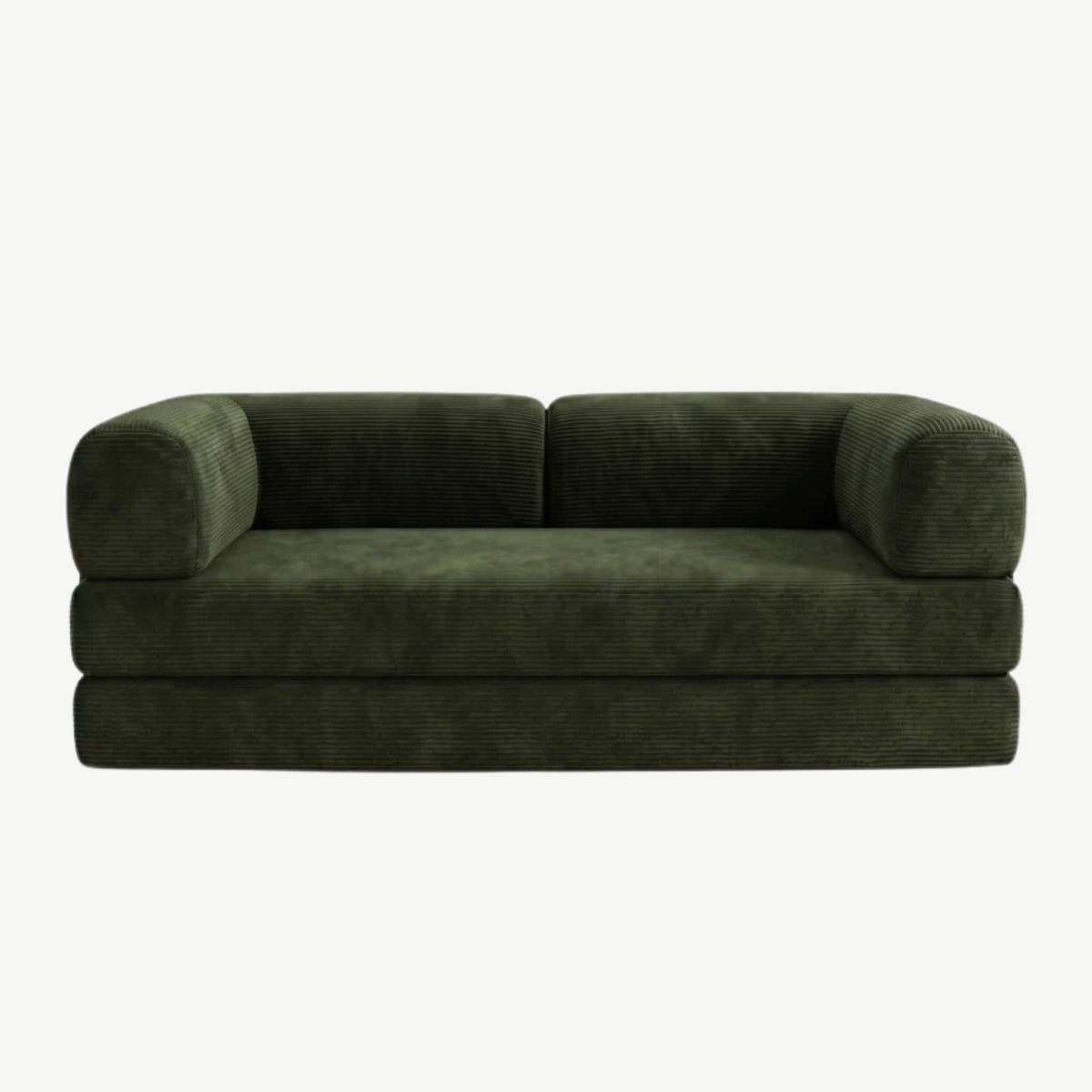 SORA 3-seater sofa bed in Olive corduroy – studio view