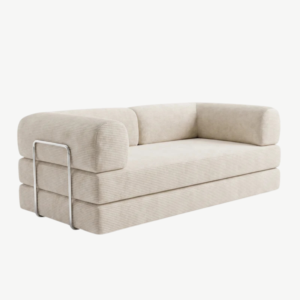 SORA 3-seater sofa bed in Ecru corduroy