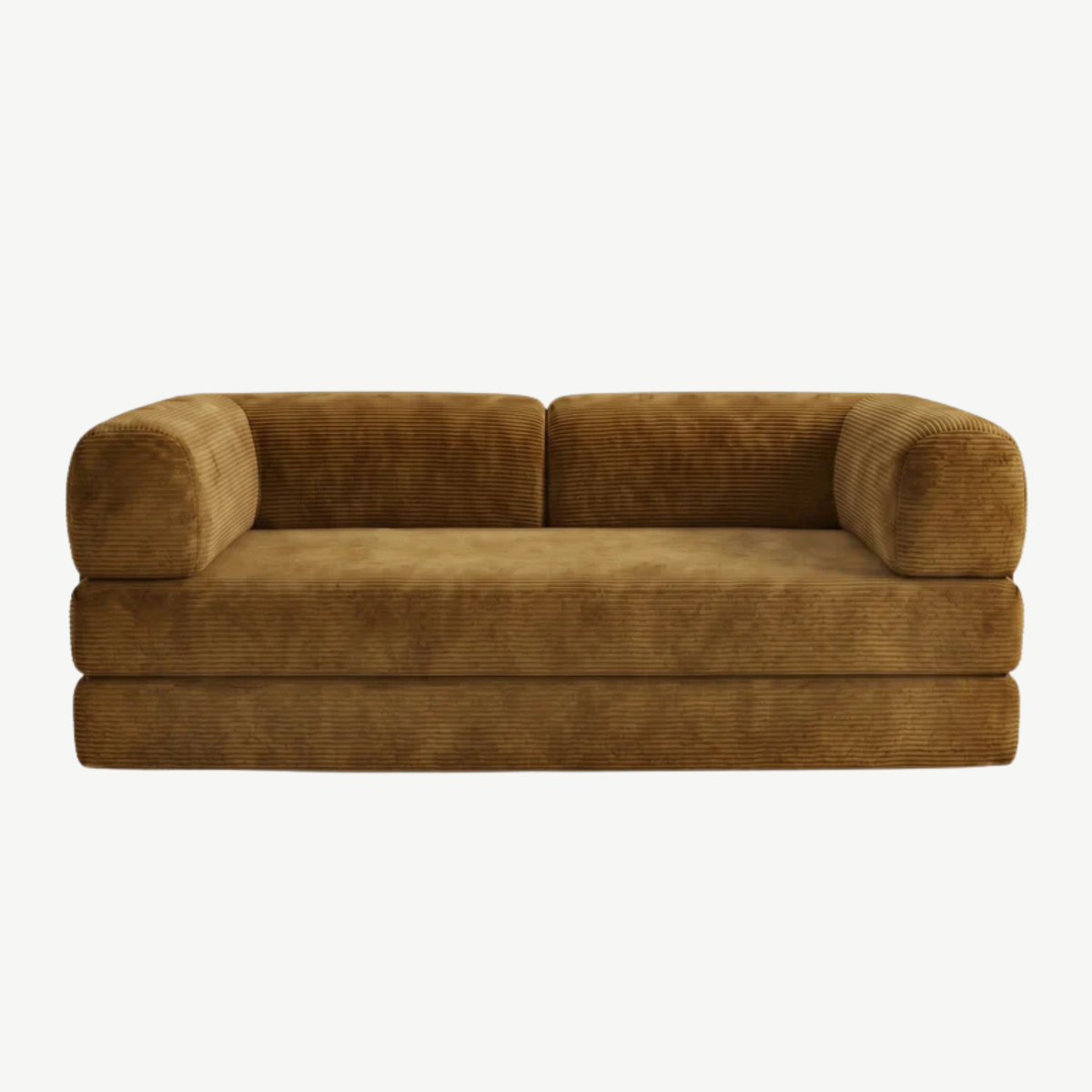 SORA 3-seater sofa bed in Ochre corduroy – studio view