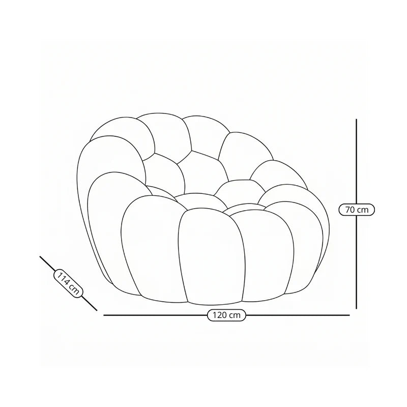 BULÉA Mini round armchair in Coral – dimensions