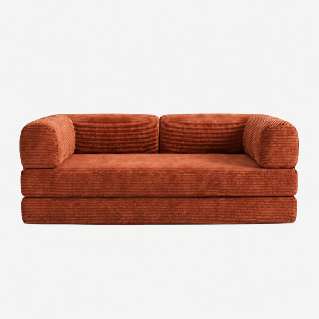 SORA 3-seater sofa bed in Copper corduroy – studio view