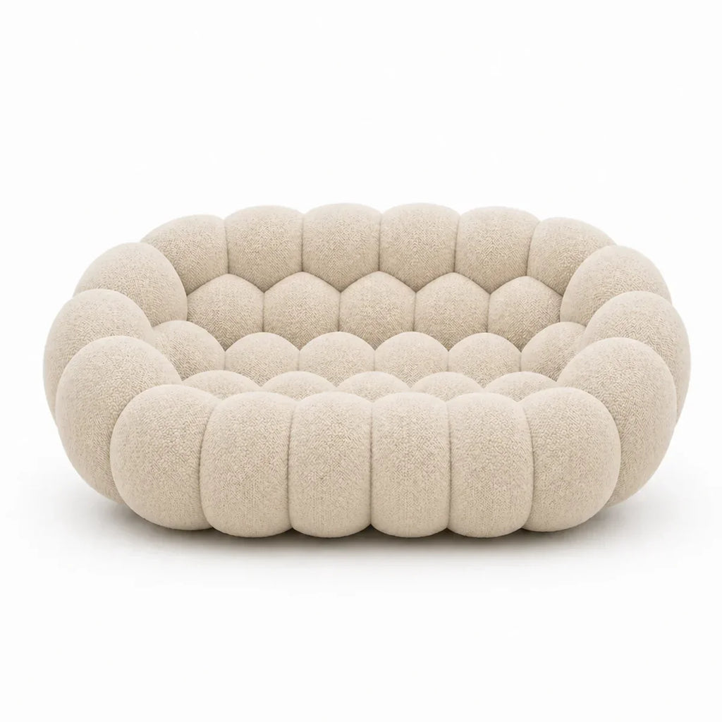 BULÉA 2-seater round sofa in Linen – studio view