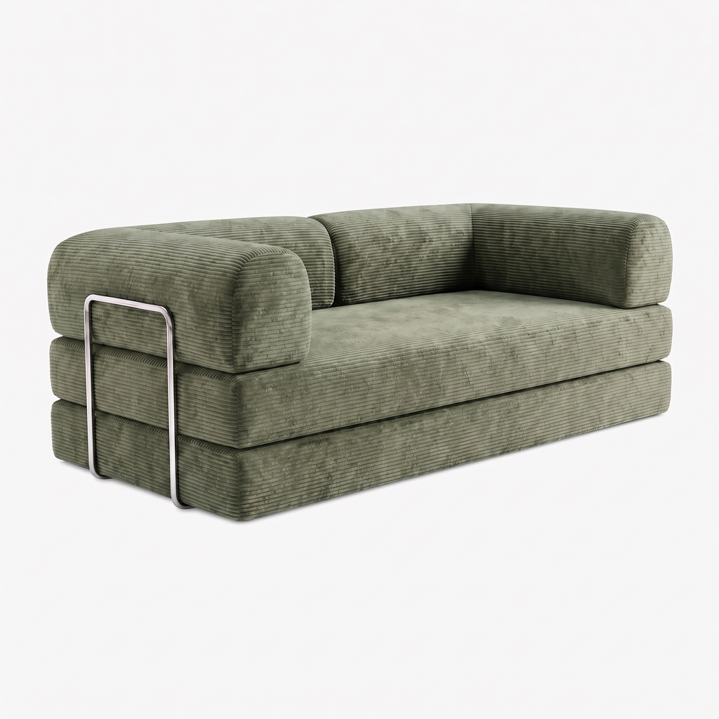SORA 3-seater sofa bed in Sage corduroy