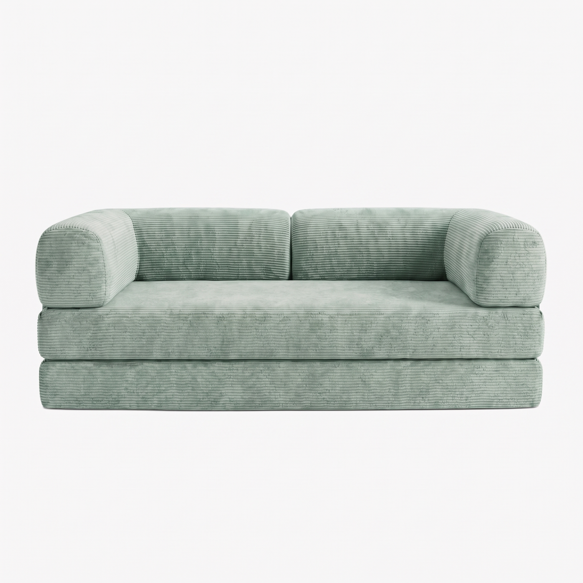 SORA 3-seater sofa bed in Celadon corduroy – studio view