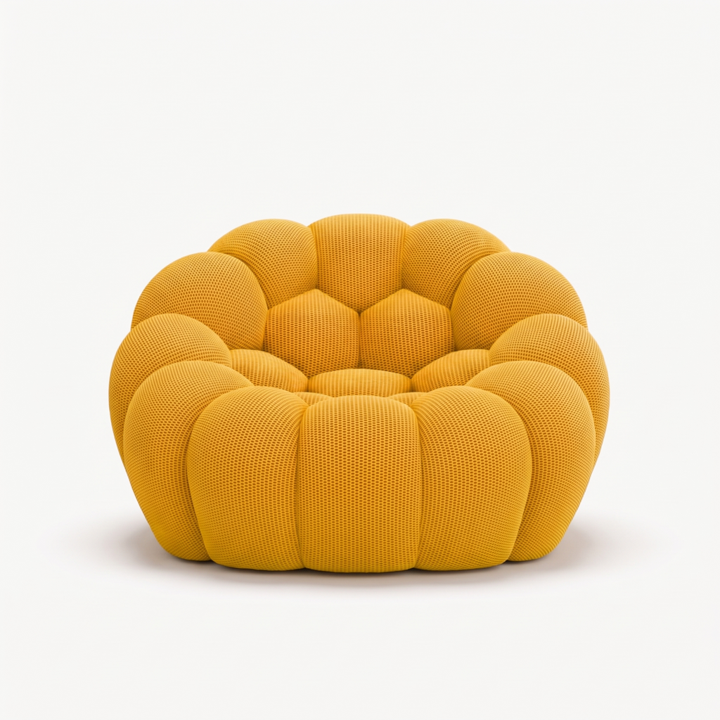BULÉA Mini round armchair in Sunflower – studio view