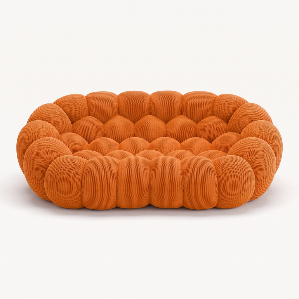 BULÉA 2-seater round sofa in Tangerine – studio view