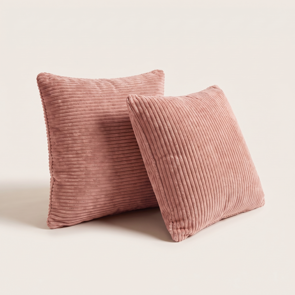 Corduroy cushions, set of 2, in Blush
