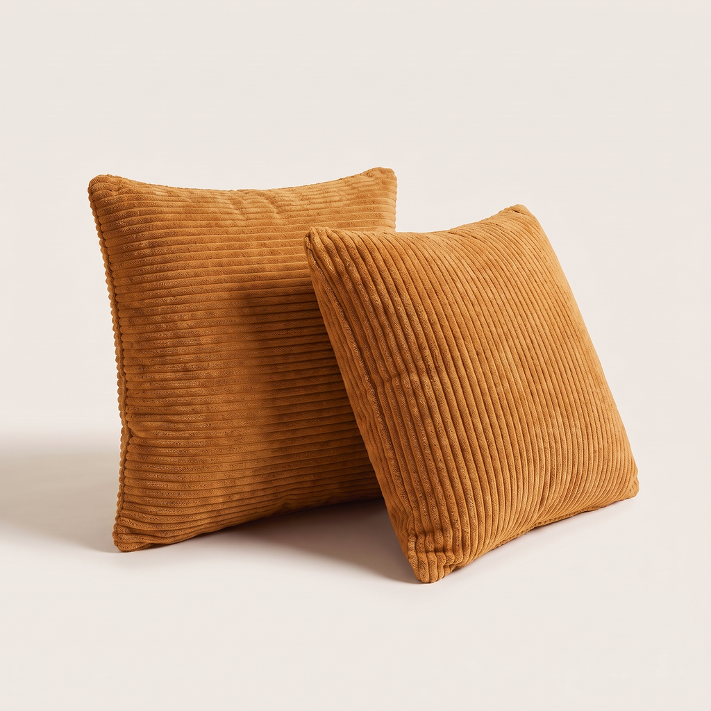 Corduroy cushions, set of 2, in Ochre