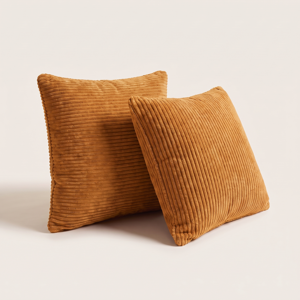 Corduroy cushions, set of 2, in Ochre