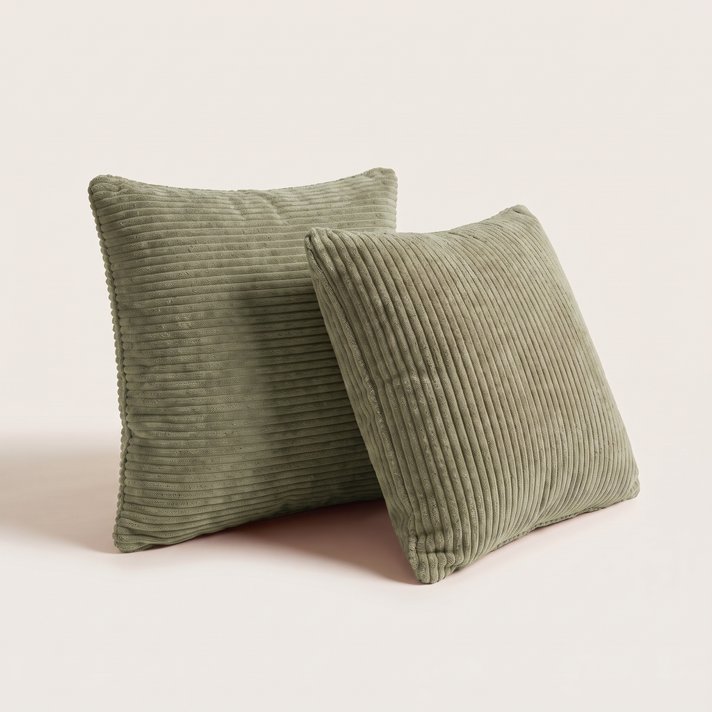 Corduroy cushions, set of 2, in Sage