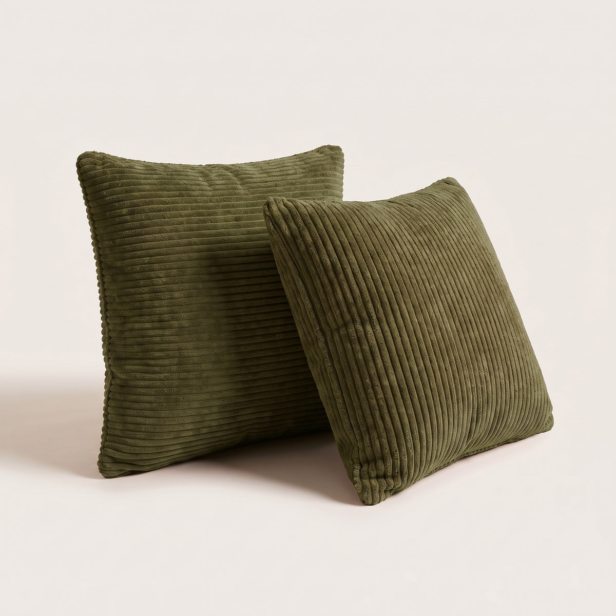 Corduroy cushions, set of 2, in Olive