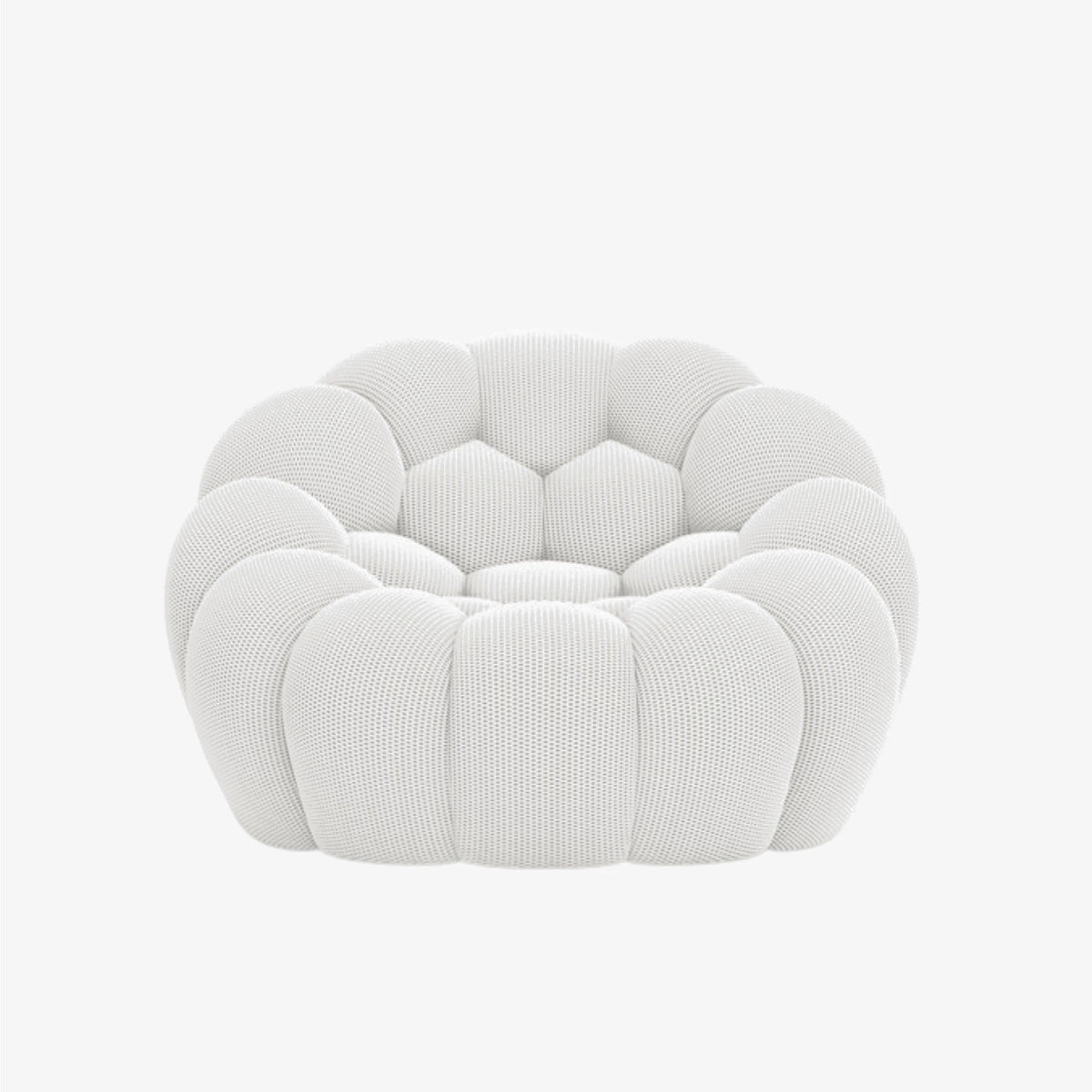 BULÉA Mini round armchair in Snow – studio view